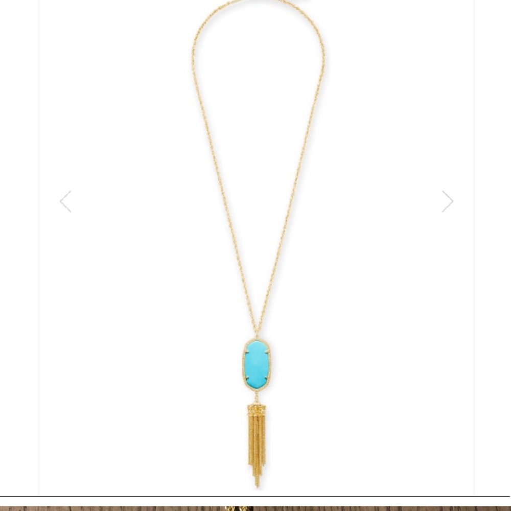 KENDRA SCOTT TURQUOISE AND GOLD RAYNE NECKLACE